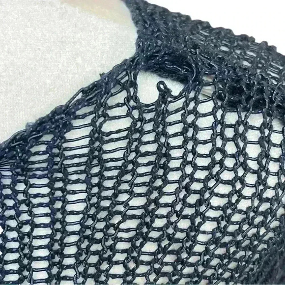 Open knit long sleeve tunic mini dress sweater size L *flaw* - Picture 3 of 5